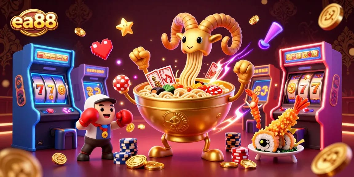 ea88 engages players with a vibrant 3D casino scene featuring animated characters and dynamic gaming elements.