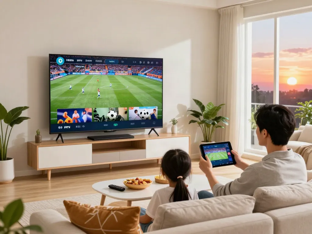 Miglior Iptv experience in a cozy family living room with a smart TV.
