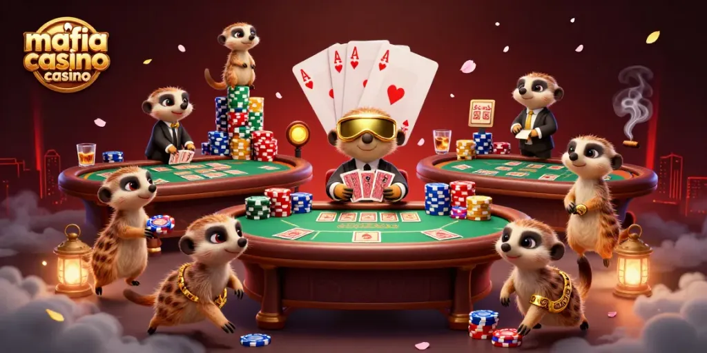 Experience the thrilling action at mafia casino casino with meerkats running the ultimate poker game