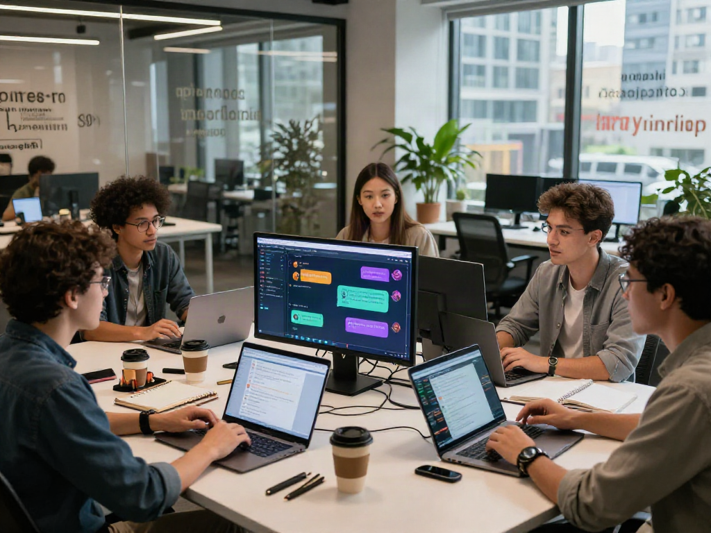 Engaging team in a modern workspace discussing spicy chat ai interactions, showcasing collaboration and innovation.