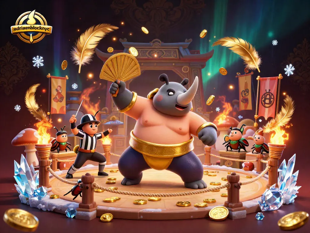 Experience the excitement of adriaenblocknyc as the rhino beetle champion stomps, sending coins flying!