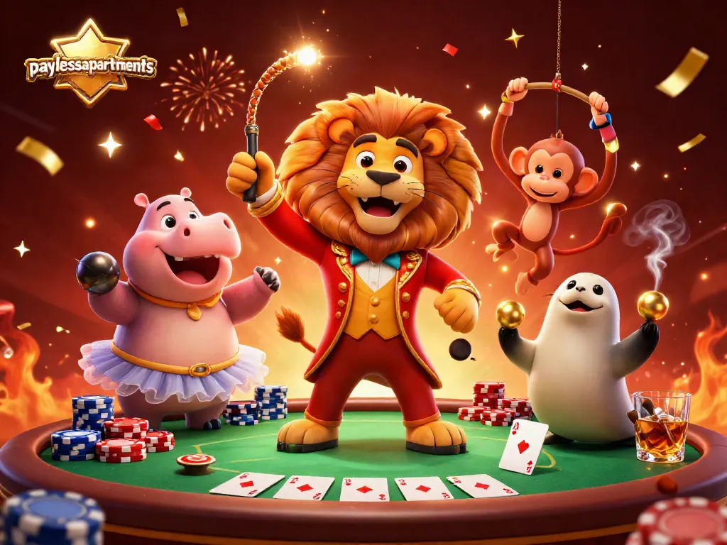Engage in thrilling gameplay at paylessapartments with a vibrant casino illustration featuring lively characters.