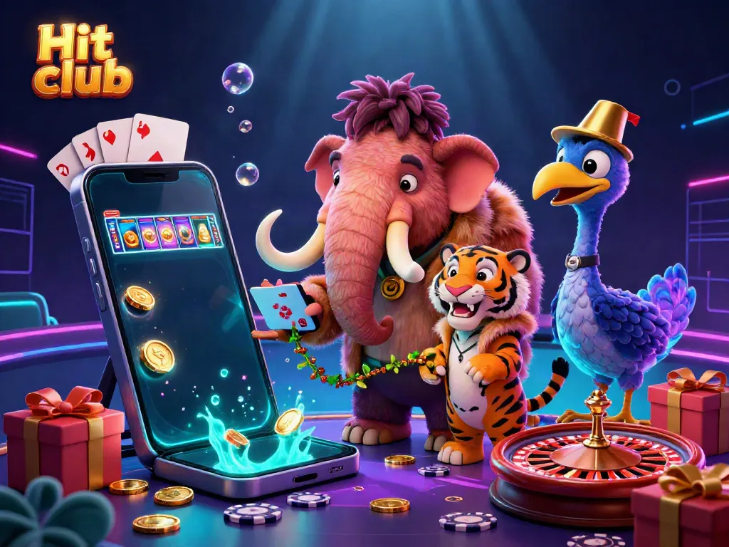 Experience the ultimate gaming thrill at Hit club with vibrant slot visuals and renowned casino characters.